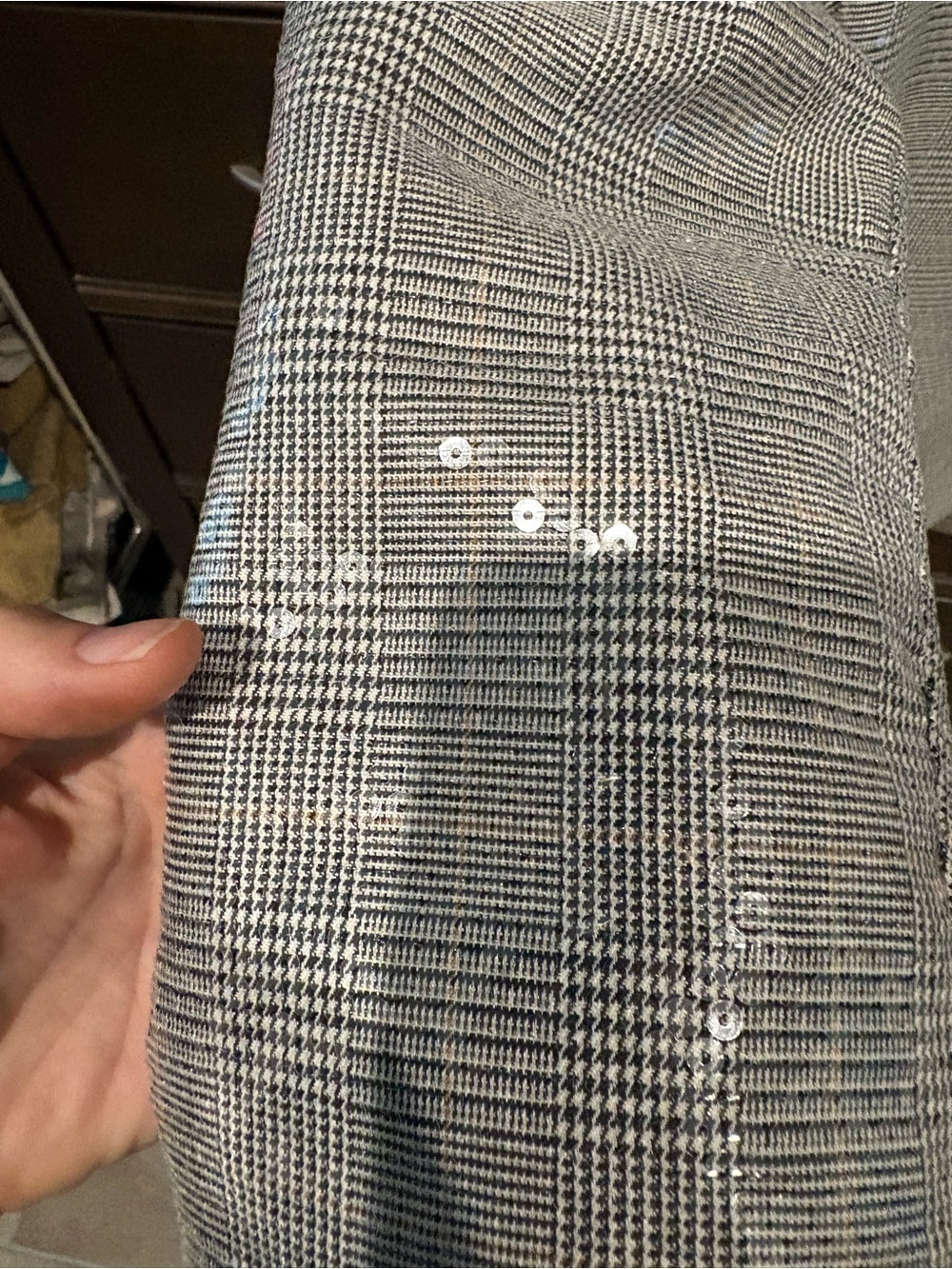 Maurices Gray Plaid Open-Front Blazer with Subtle Sparkle - Picture 2 of 3